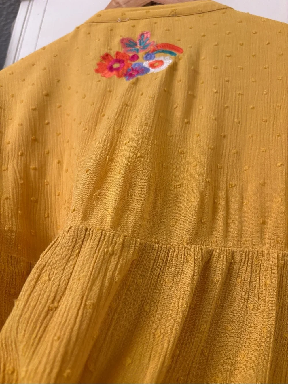 THML Mustard Yellow Embroidered Boho Top - Picture 4 of 5
